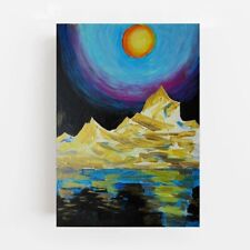 new acrylic painting landscape nowy obraz do salonu złote góry lodowiec, używany na sprzedaż  PL