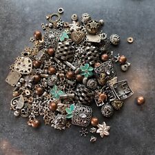 Lote de cuentas sueltas 250+ joyas artesanales de metal surtido plata-oro-color cobre segunda mano  Embacar hacia Mexico