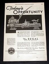 1931 OLD MAGAZINE PRINT AD, LEBLOND MACHINE TOOLS, REGAL 8-SPEED LATHE, 5 SIZES! for sale  Shipping to South Africa