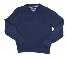 Suéter tejido Tommy Hilfiger para hombre talla mediana M azul marino cuello en V manga larga segunda mano  Embacar hacia Argentina