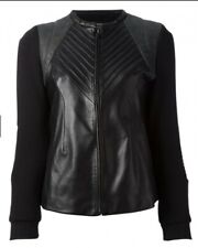 FRANCIS LEON STUDIOS WOMENS BLACK/GREY RAZOR & BLADE LEATHER BIKER JACKET. UK 10, used for sale  Shipping to South Africa