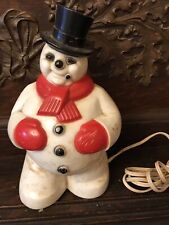 Vintage plastic Snowman light up With Cigar for sale  USA