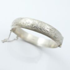 VINTAGE STERLING SILVER .925 HALLMARKED 1966 HINGED DECORATED BANGLE - 20.7 G for sale  Shipping to South Africa