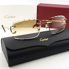Gafas de sol Cartier marrón diamante lentes vintage personalizadas marco dorado decoración BIGC segunda mano  Embacar hacia Argentina