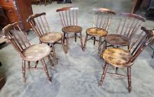 Used, Six antique penny dining chairs kitchen chairs round seats turned legs spindle for sale  Shipping to South Africa
