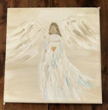 Original Faceless Angel Holding Heart Acrylic/Oil Canvas 5”sq for sale  Shipping to South Africa