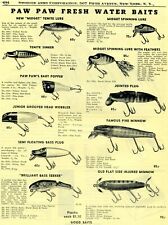 Used, 1953 Print Ad of Paw Paw Fresh Water Fishing Lure Midget Pike Minnow Bass Seeker for sale  Shipping to South Africa