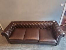 Chesterfield 2 and 3 seater brown leather with labels on still under a year old  for sale  CAMBERLEY
