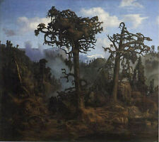 Oil painting Hertervig Gamle furutrær ( Old pine trees ) nice forest landscape til salgs  Frakt til Norway
