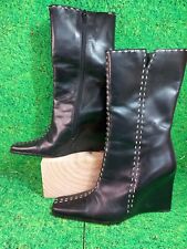 Ladies Diba Boots Size 6 Black Leather With White Stitching From A Smoke-free for sale  Shipping to South Africa