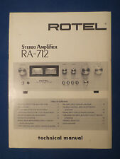 ROTEL RA-712 INTEGRATED AMP TECHNICAL SERVICE MANUAL FACTORY ORIGINAL  for sale  Canada