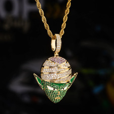 Piccolo cz Pendant Chain Gold Necklace Iced Out Jewellery Dragon ball z goku for sale  Shipping to South Africa