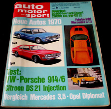 AMS 08/70 Test VW-Porsche 914/6,Test Citroen DS 21,Vergl. Mercedes 3,5+Opel Dipl comprar usado  Enviando para Brazil