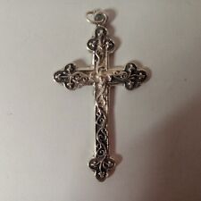 Pingente de crucifixo católico de prata esterlina 925 2,5 x 1,5 "  comprar usado  Enviando para Brazil