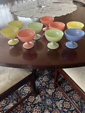 Set of Nine Vintage Yellow, blue, green, peach Milk Glass Dessert cups pedestal for sale  Shipping to South Africa