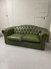 Green leather chesterfield for sale  DERBY