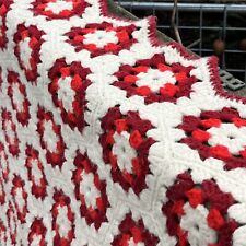 Cobertor vintage flor de crochê afegão colcha lance BOHO vermelho creme 32"x68" *Leia* comprar usado  Enviando para Brazil