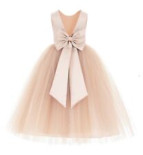 Satin Flower Girl Dress with Bow Party Dresses Bridesmaid Dress Graduation Dress for sale  Shipping to South Africa