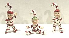 Vtg 50’s Lefton Christmas Candy Cane Pixie Elf Figurines~Set of Three~Signed, used for sale  Pleasant Prairie