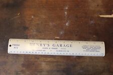 Used, Vintage Henry's Garage, Elwood City, PA Kaiser & Frazer Automobiles 12" Ruler for sale  Shipping to South Africa