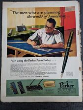 Large Original Antique Magazine Print 1945 Parker Pens Drafting Table Colorful, used for sale  Shipping to South Africa