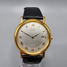 VTG Citizen Watch men Gold Tone Silver Dial Date 33mm Round 4774-S33310 New Batt for sale  Shipping to South Africa