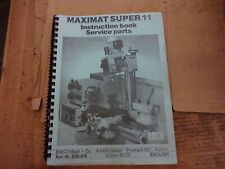 Emco Maximat Super 11 instruction book + spares manual, used for sale  Shipping to South Africa