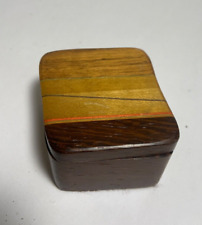 Vintage Artisan Small Wood Lifting Lid Stash Trinket Box Pill Keeper Inlaid for sale  Shipping to South Africa