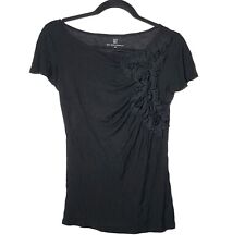 Camisa negra de manga corta adornada New York and Company para mujer talla XS neutra segunda mano  Embacar hacia Mexico