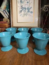 MCM Teal Turquoise Moderntone Double Shot/Tumbler Glasses Set 6~Hazel Atlas~READ for sale  Shipping to South Africa