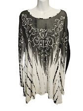 VOCAL Gray Glitz Embellished Scoop Neck Long Sleeve Shirt Large for sale  Shipping to South Africa