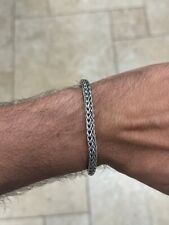 "Brazalete de cadena trenzada de plata esterlina 925 lisa de Bali hecho a mano de 8""" segunda mano  Embacar hacia Argentina