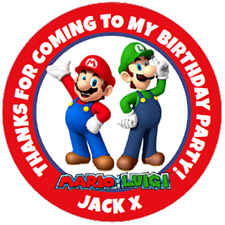 48 Personalised Super Mario Brothers Party Bag Stickers Cone Labels 40mm for sale  Shipping to South Africa