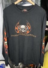 Vintage 2004 Harley Davidson Skull Flames Long Sleeve T-Shirt Large for sale  Shipping to South Africa