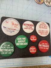 8 USED Vtg. Round Retreads/Tire Dealer Retreads Pins. Various Sizes/Colors. NICE for sale  Shipping to South Africa