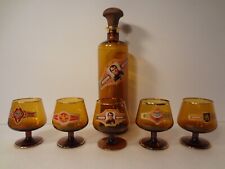 Conhaque/conhaque de vidro âmbar/marrom - Conjunto de 5 copos com rolha decantador, usado comprar usado  Enviando para Brazil