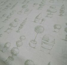 Toile Curtains Topiary Green White Linen Interlined Full Length Pair W51” L92”, used for sale  Shipping to South Africa