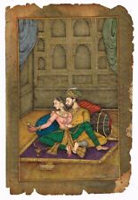 India Miniature Painting Of Mughal Emperor Shahjahan & Mumtaz in Love Scene Art for sale  Shipping to Canada