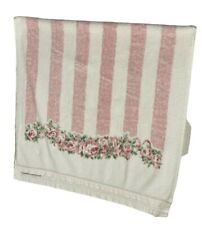 Vtg Laura Ashley Bath Towels Blue Pink Floral Stripe 100% Cotton USA for sale  Shipping to South Africa