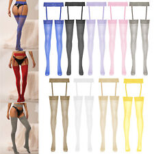 Women Sheer Suspender Pantyhose Thigh High Stockings Tights Garter Belt Lingerie, used for sale  Shipping to South Africa