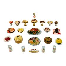 Lote de comida artesanal em miniatura para casa de bonecas torta de presunto pão frutas sobremesa doces 1:12 comprar usado  Enviando para Brazil