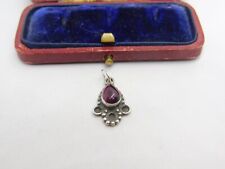 Sterling Silver Almandine Garnet Cabochon Charm Pendant Vintage c1970 for sale  Shipping to South Africa