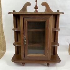 Vintage Wood Glass Door Table Top Wall Hanging Display Curio Cabinet 3 Shelf for sale  Shipping to South Africa