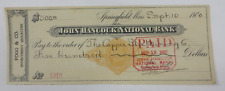 Antigo 1900 Cheque Cancelado SPRINGFIELD, MASSACHUSETTS John Hancock Bank Antigo, usado comprar usado  Enviando para Brazil