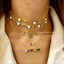 Collar de tenis multicolor corazón chapado en oro de 18 K hecho con regalo de San Valentín de Swarovski segunda mano  Embacar hacia Argentina