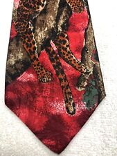 Gravata masculina vermelha marrom verde ouro com chita 3,75 x 58 comprar usado  Enviando para Brazil