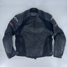 TEKNIC BLACK LEATHER MOTORCYCLE JACKET SZ. 44 W/elbow pads, Advanced Seam Constr for sale  Shipping to South Africa