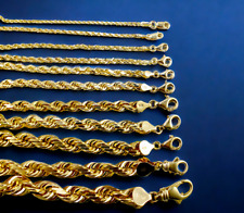 Pulsera de cadena de cuerda sólida de oro amarillo de 10 K de 1 mm-10 mm corte diamante todos los tamaños segunda mano  Embacar hacia Argentina