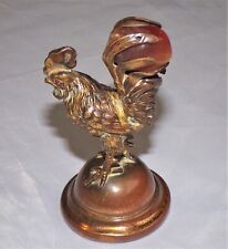 An Antique Bronze Cockerel inset Red Eyes & Agate Stone Writing Desk Paperweight for sale  Shipping to Canada