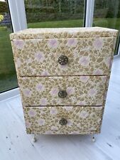 Original Vintage Bedside Cabinet Chest 3 drawers Quilted cover Floral pattern. for sale  Shipping to South Africa